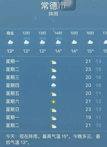 常德市天气预报（明天常德市天气预报）